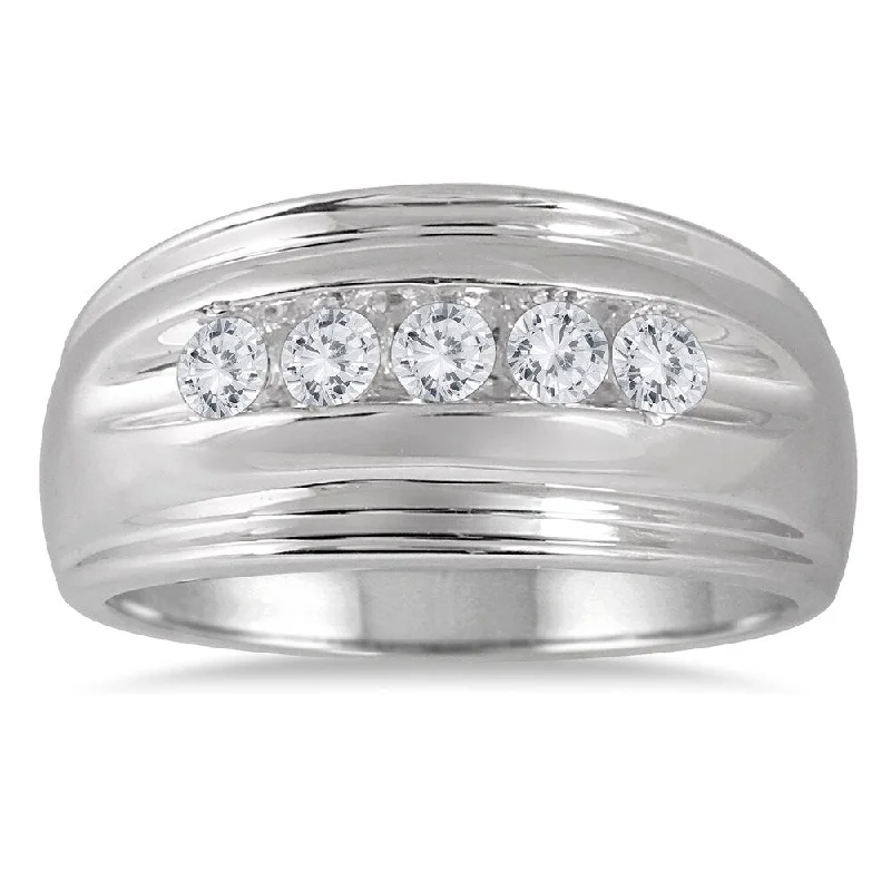 fashion promise rings -Marquee Jewels 10k White Gold Men's 1/4ct TDW Diamond 5-stone Ring