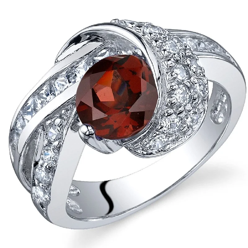 wedding bands with diamonds -Sterling Silver 1.5 ct Garnet Birthstone Ring