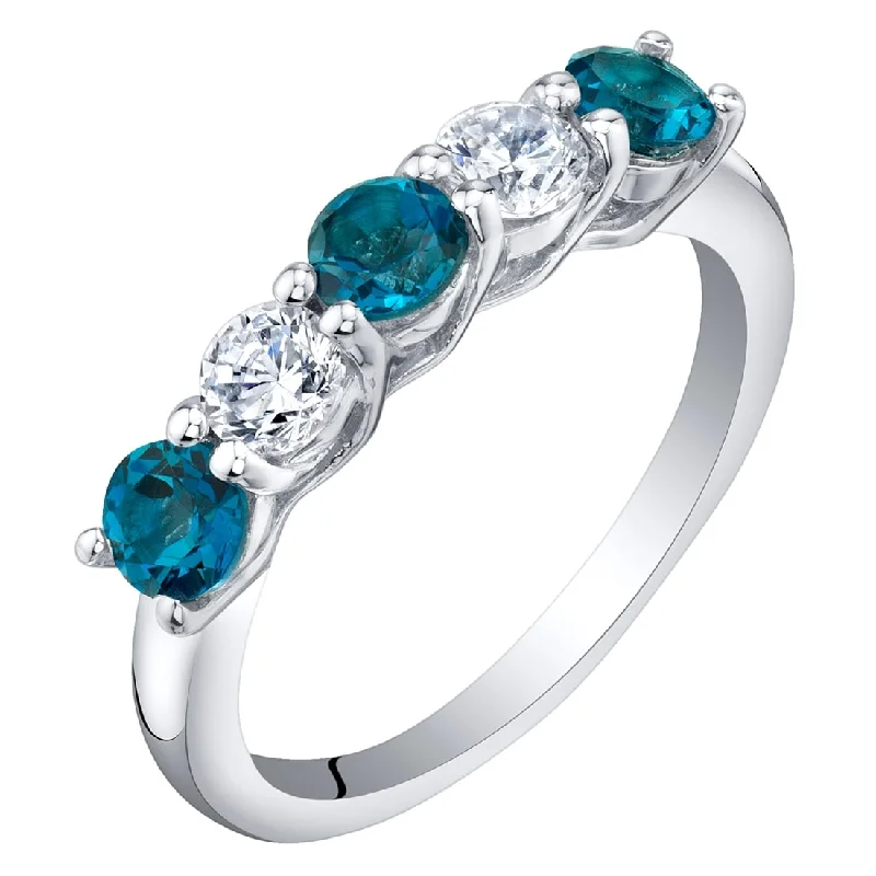 unique rings for women -Sterling Silver 0.5 ct London Blue Topaz Stackable Ring