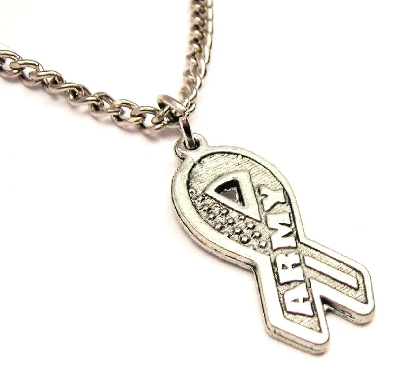 fashion necklaces for women -Army Awareness Ribbon Single Charm Necklace