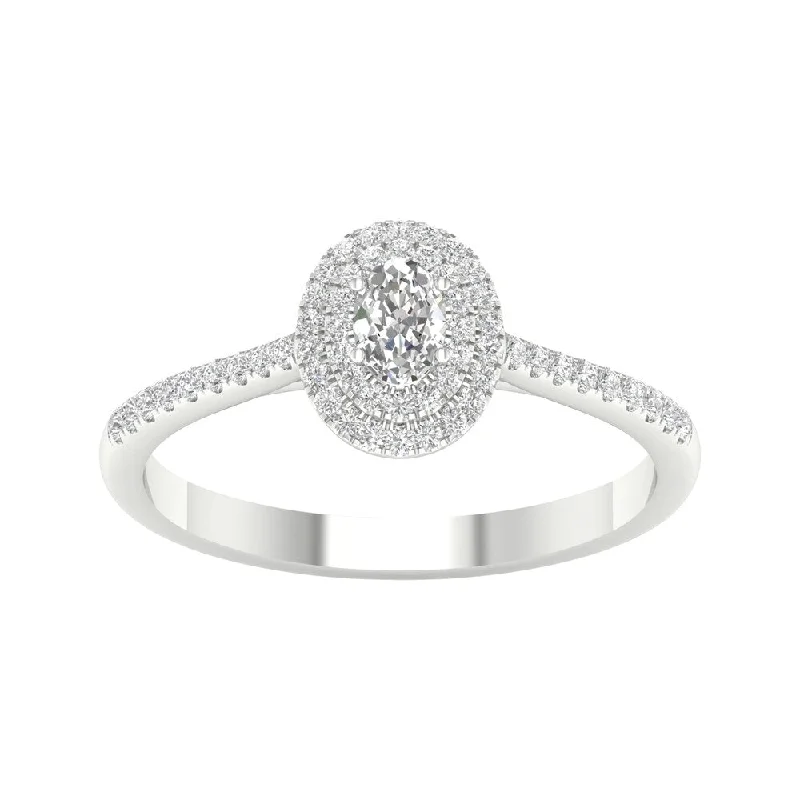 bridal rings for women -3/8ct TDW Diamond Double Halo Ring in 10k Gold by De Couer