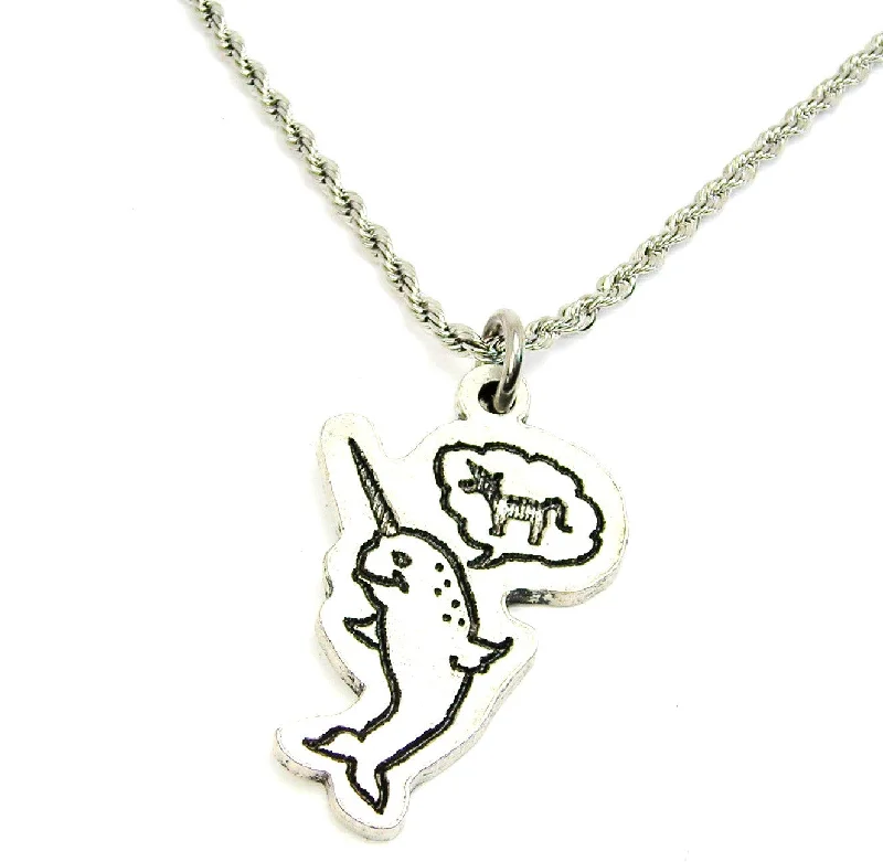 dainty gold necklaces for women -Believe In Yourself Narwhal Single Charm Necklace