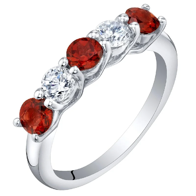 emerald rings for women -Sterling Silver 0.75 ct Garnet Stackable Ring