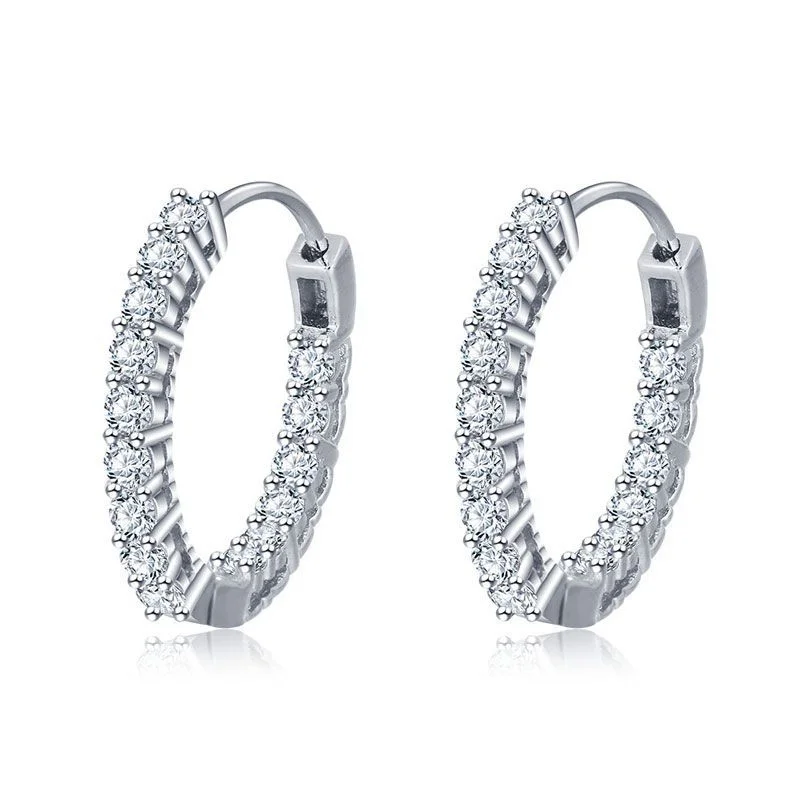 chic gold earrings for women -Classic Sterling Silver Hoop Earrings