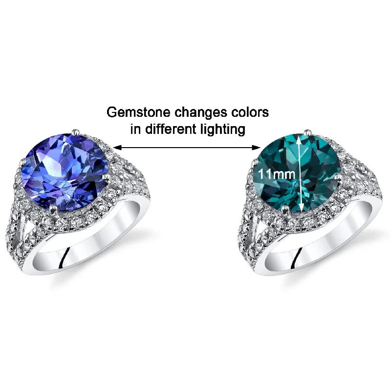 eternity diamond wedding rings -Sterling Silver 7 ct Color-changing Alexandrite Halo Ring