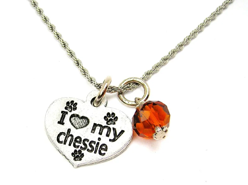 crystal pendant necklaces for women -I Love My Chessie Dog Breed Necklace