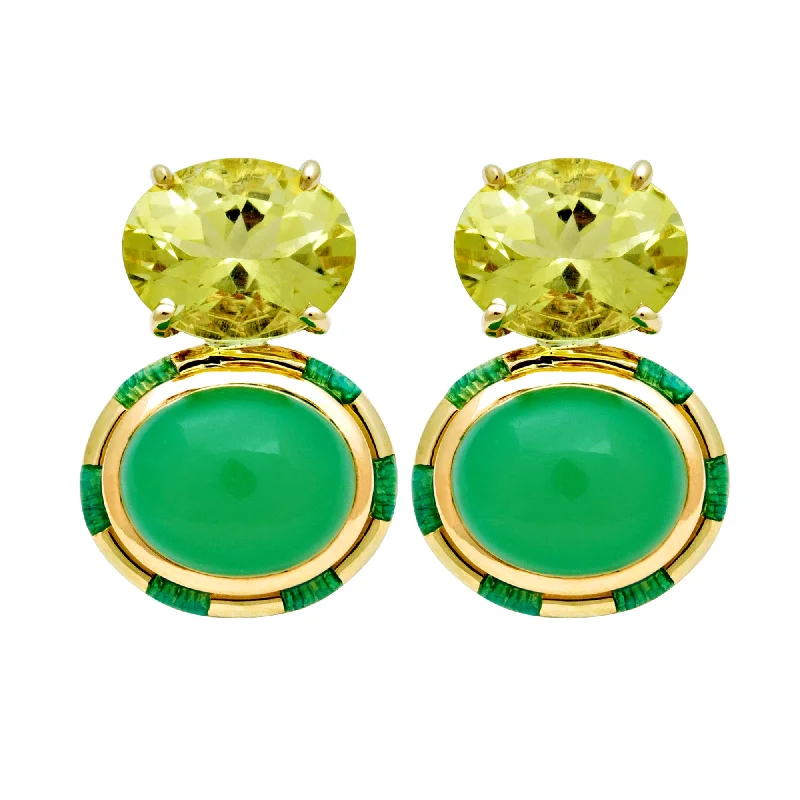 large hoop earrings for women -Earrings- Lemon Quartz And Chrysoprase (enamel)