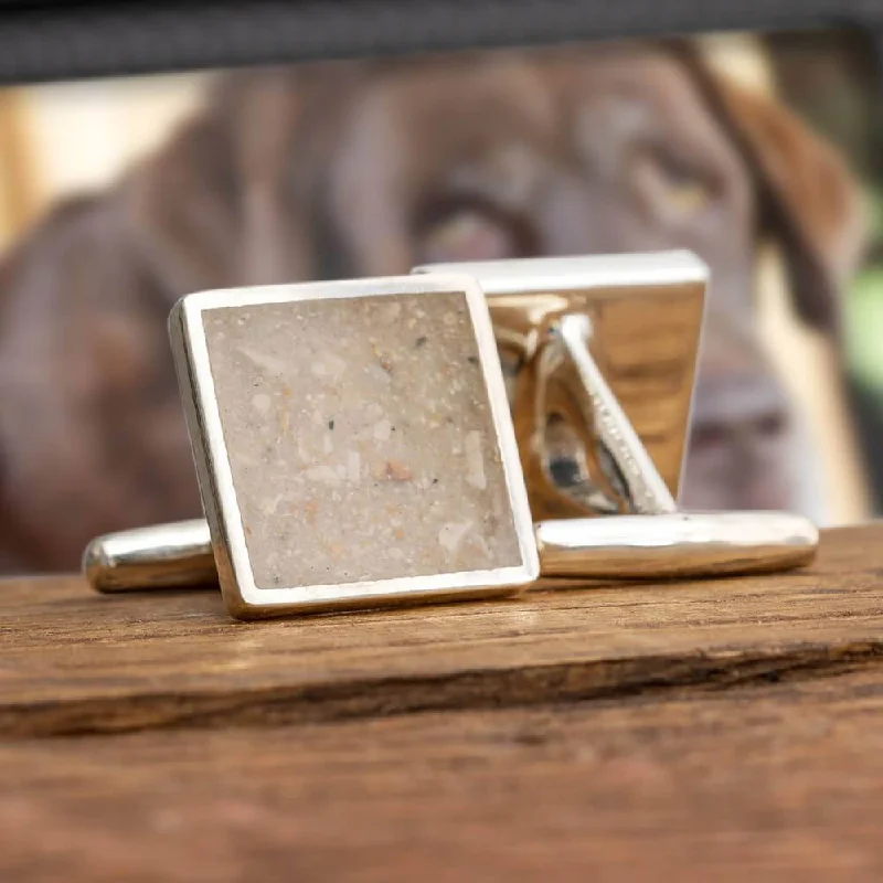 thick cuff bracelets -Memorial Cuff Links Inlaid with Ashes