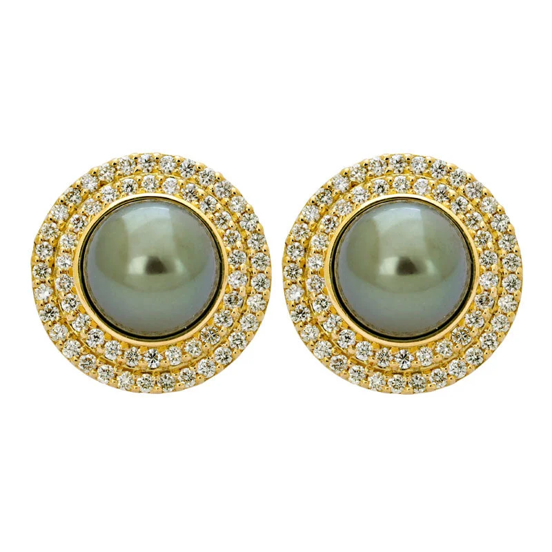 sparkling earrings for women -Earrings- South Sea Pearl and Diamond