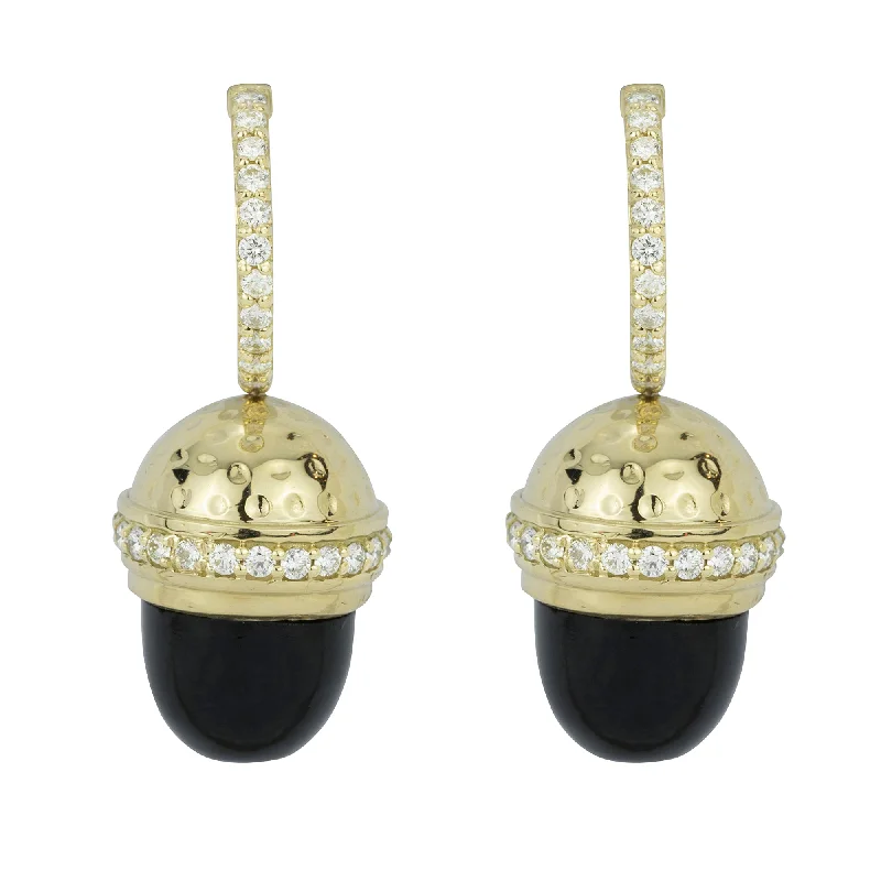 luxury ear cuffs -Earrings - Black Onyx And Diamond