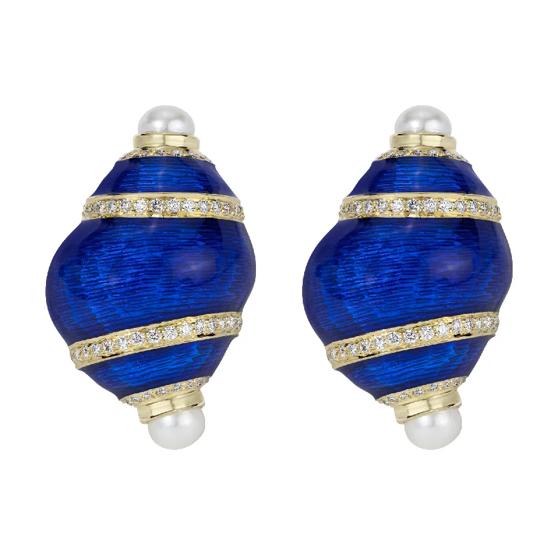 unique stud earrings for women -Earrings - Fresh Water Pearl And Diamond (enamel)