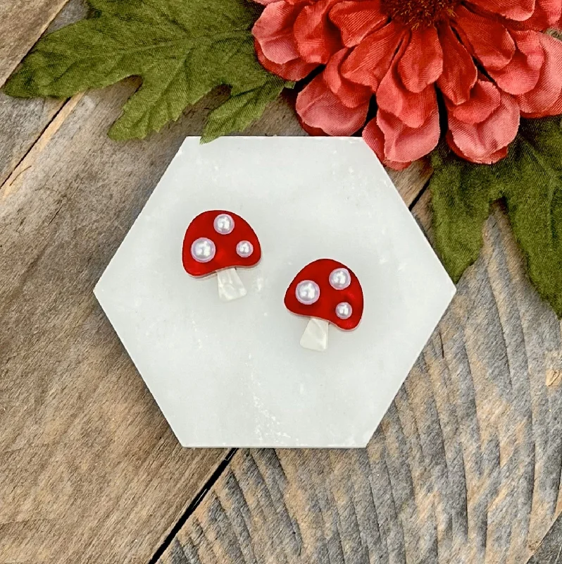 creative earrings for women -Mushroom Stud Earrings