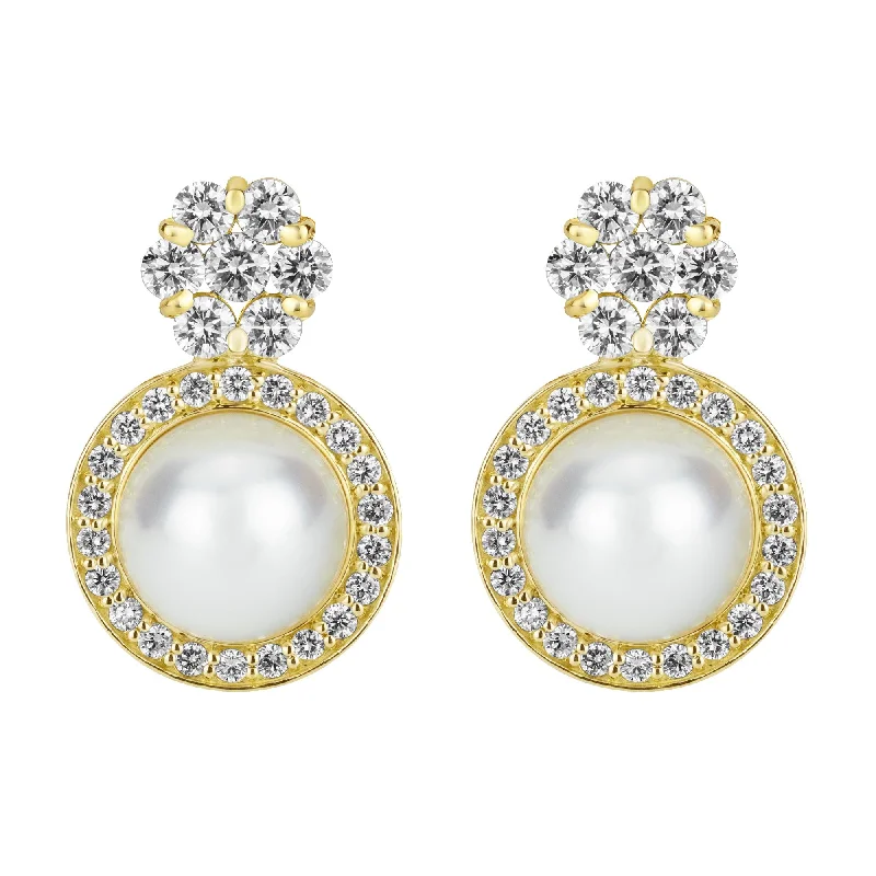 chic earrings for women -Earrings - South Sea Pearl And Diamond