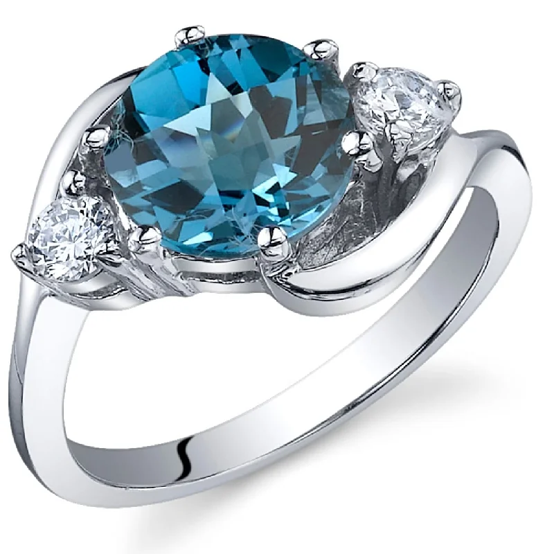 adjustable gold rings for women -Sterling Silver 2.25 ct London Blue Topaz Birthstone Ring