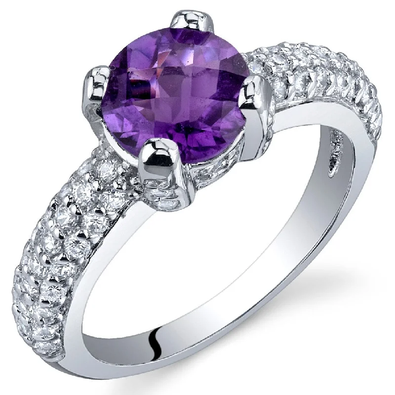 multi-stone rings for women -Sterling Silver 1.25 ct Amethyst Birthstone Ring