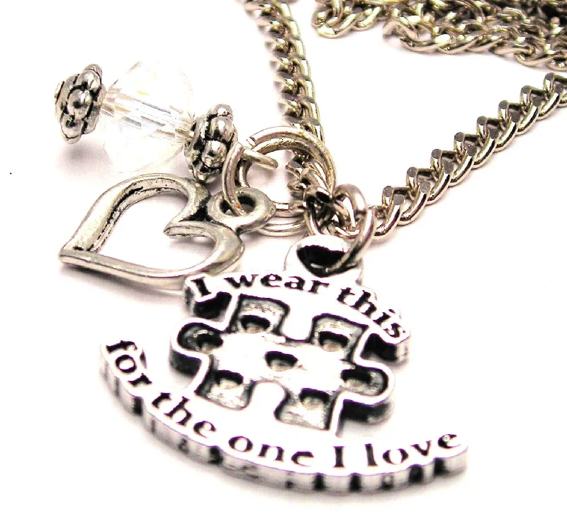 crystal pendant necklaces for women -I Wear This Puzzle Piece For The One I Love Necklace with Small Heart