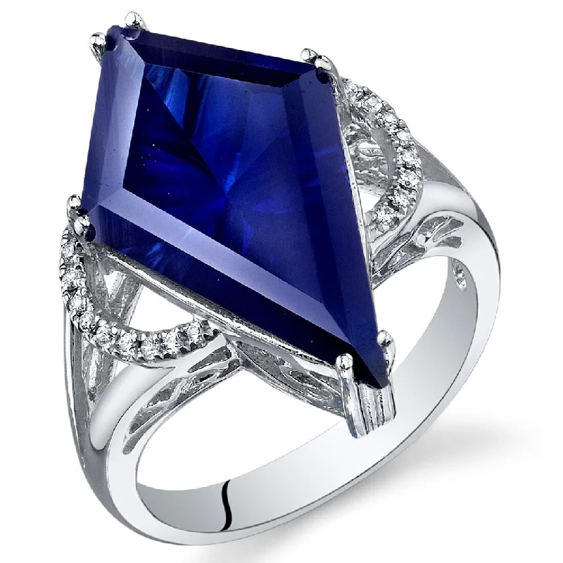 wedding rings for women -Sterling Silver 8 ct Created Sapphire Birthstone Ring