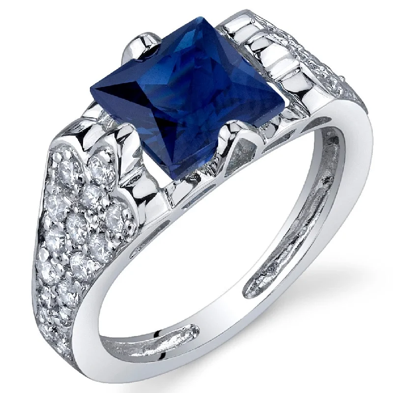 heart-shaped rings for women -Sterling Silver 2.5 ct Created Sapphire Birthstone Ring