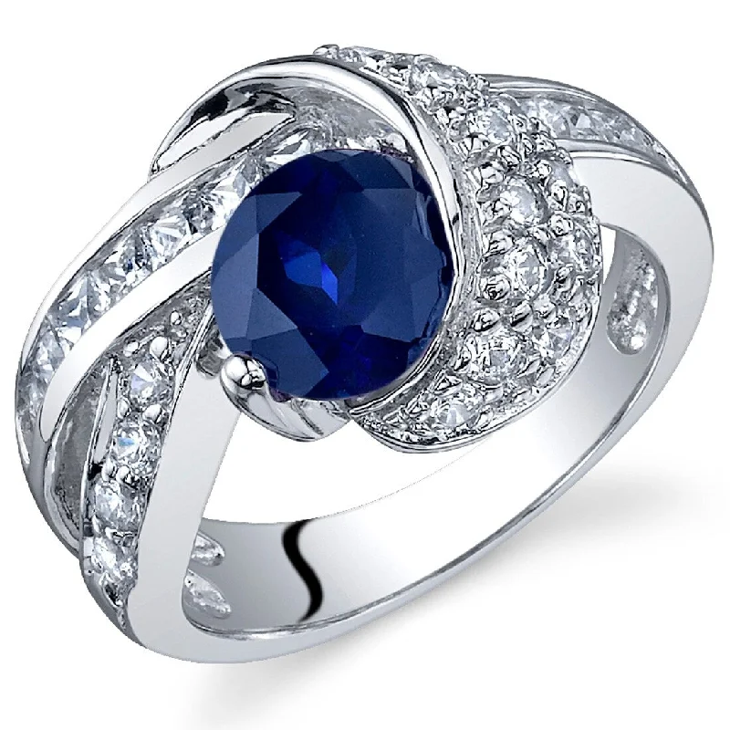 stylish rings for women -Sterling Silver 1.75 ct Created Sapphire Birthstone Ring