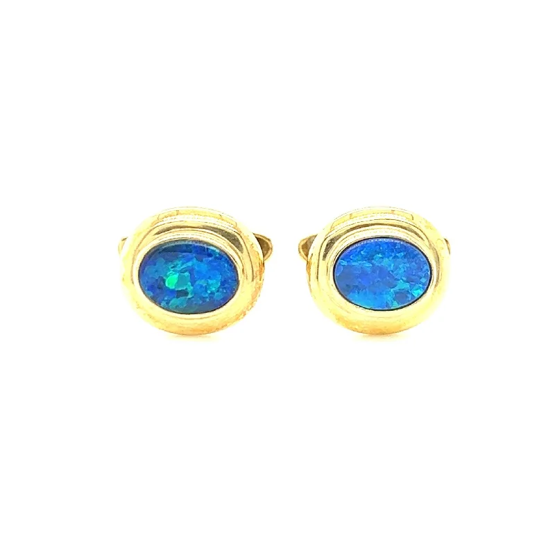 diamond-studded bracelets -Black Opal Cufflinks