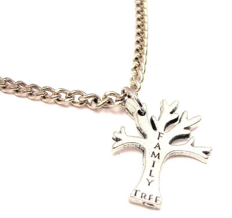 silver chain necklaces for women -Family Tree Single Charm Necklace