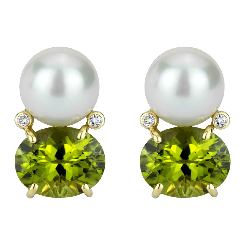 statement earrings for women -Earrings - South Sea Pearl, Peridot And Diamond