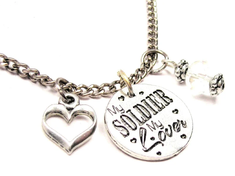 statement necklaces for women -My Soldier My Lover Necklace with Small Heart