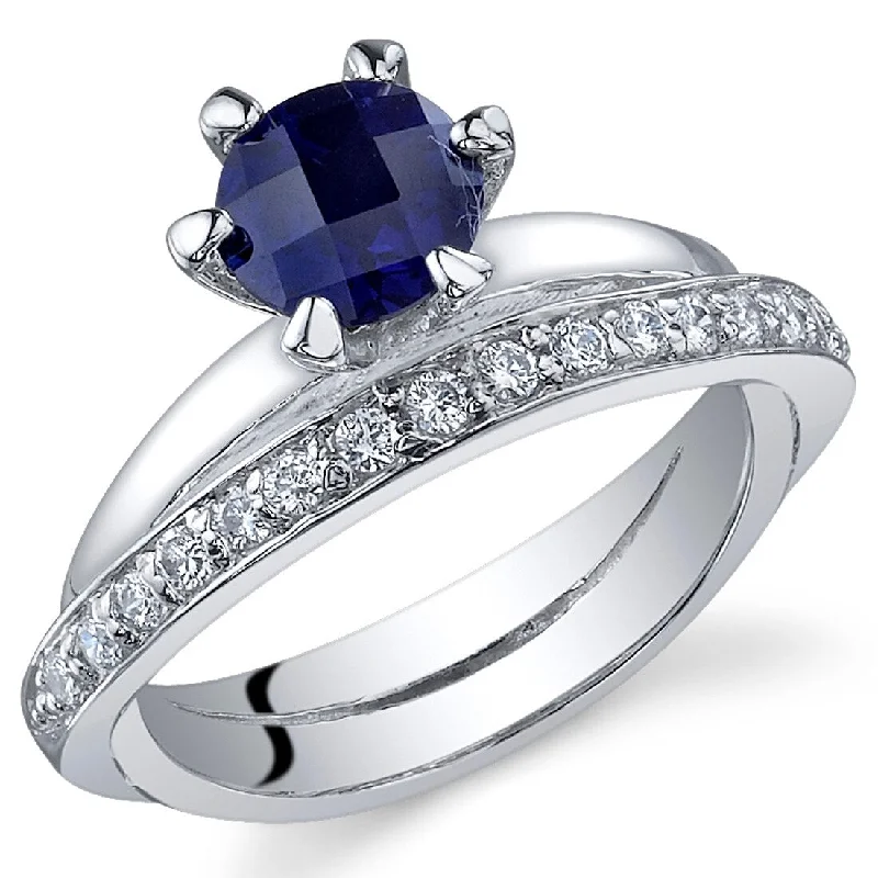 fashion rings for women -Sterling Silver 1.25 ct Created Sapphire Birthstone Ring