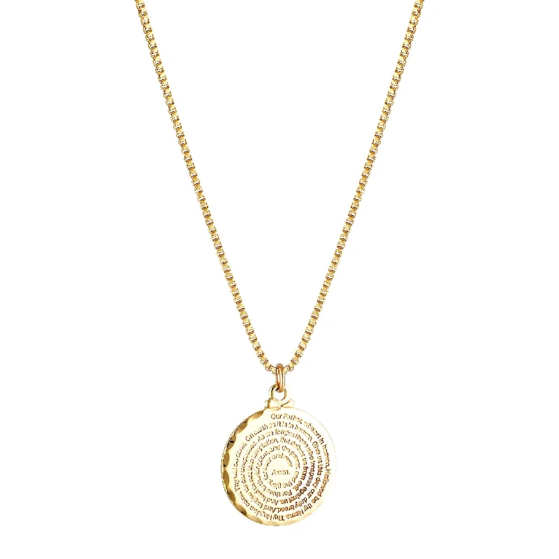 gold plated necklaces for women -Lord's Prayer Large Coin Necklace