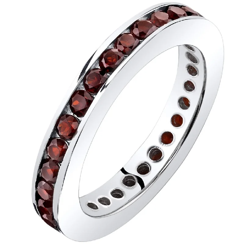 custom birthstone rings -Sterling Silver 1 ct Garnet Birthstone Ring