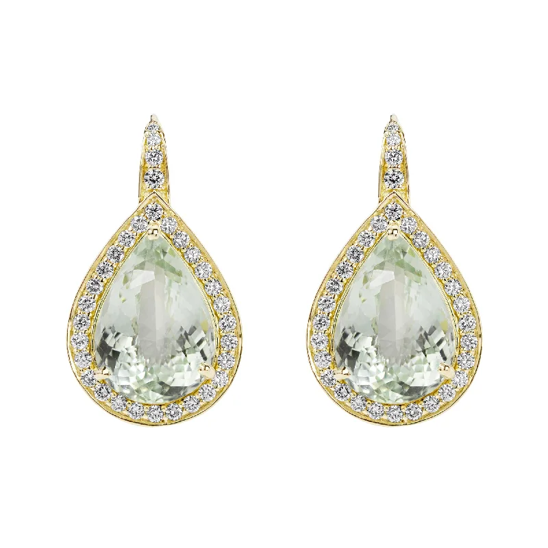 heart-shaped earrings for women -Earrings - Green Quartz And Diamond