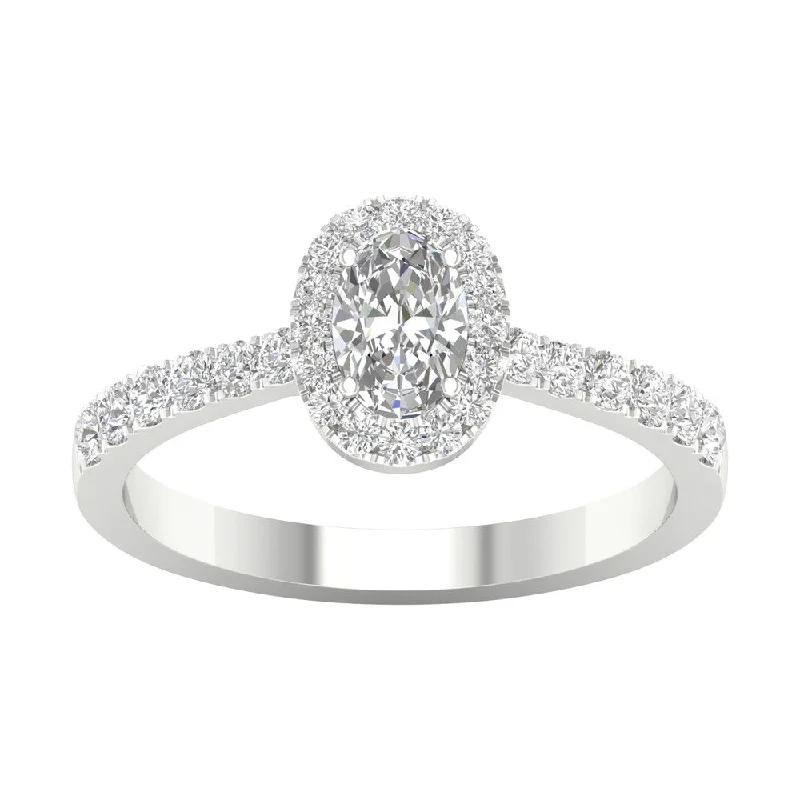 stylish rings for women -3/4ct TDW Diamond Halo Ring in 10k Gold by De Couer