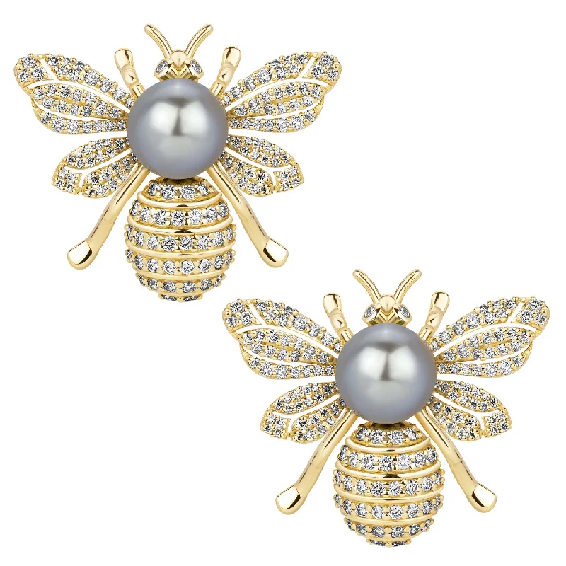 rose gold earrings for women -Earrings - South Sea Pearl And Diamond