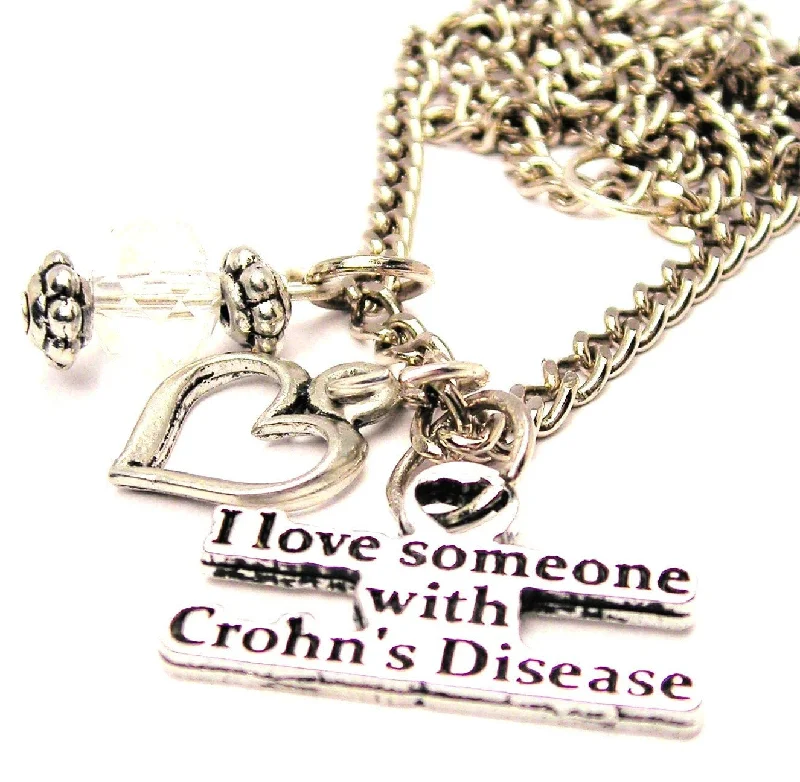 butterfly necklaces for women -I Love Someone With Crohn's Disease Necklace with Small Heart