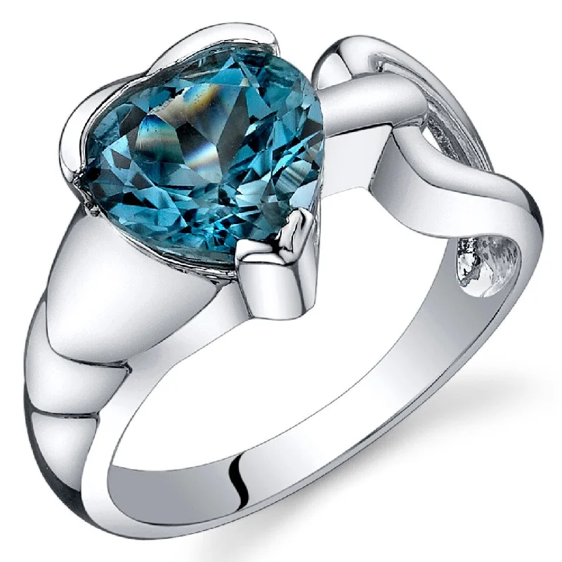 multi-stone rings for women -Sterling Silver 2 ct London Blue Topaz Solitaire Ring