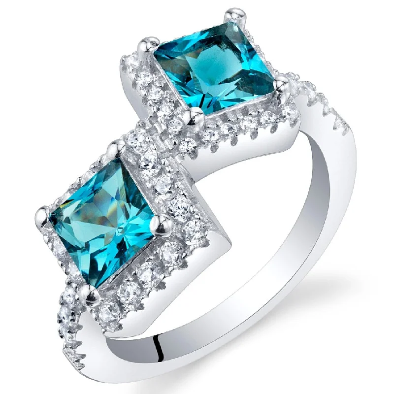 sapphire rings for women -Sterling Silver 1.5 ct London Blue Topaz Birthstone Ring