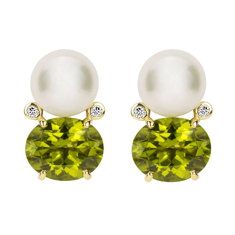 antique drop earrings for women -Earrings - South Sea Pearl, Peridot And Diamond