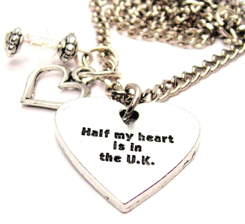 personalized zodiac necklaces -Half My Heart Is In The Uk Necklace with Small Heart