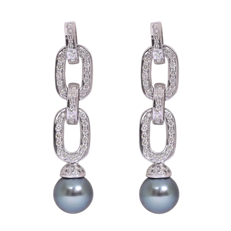 wedding earrings for women -Earrings- South Sea Pearl and Diamond