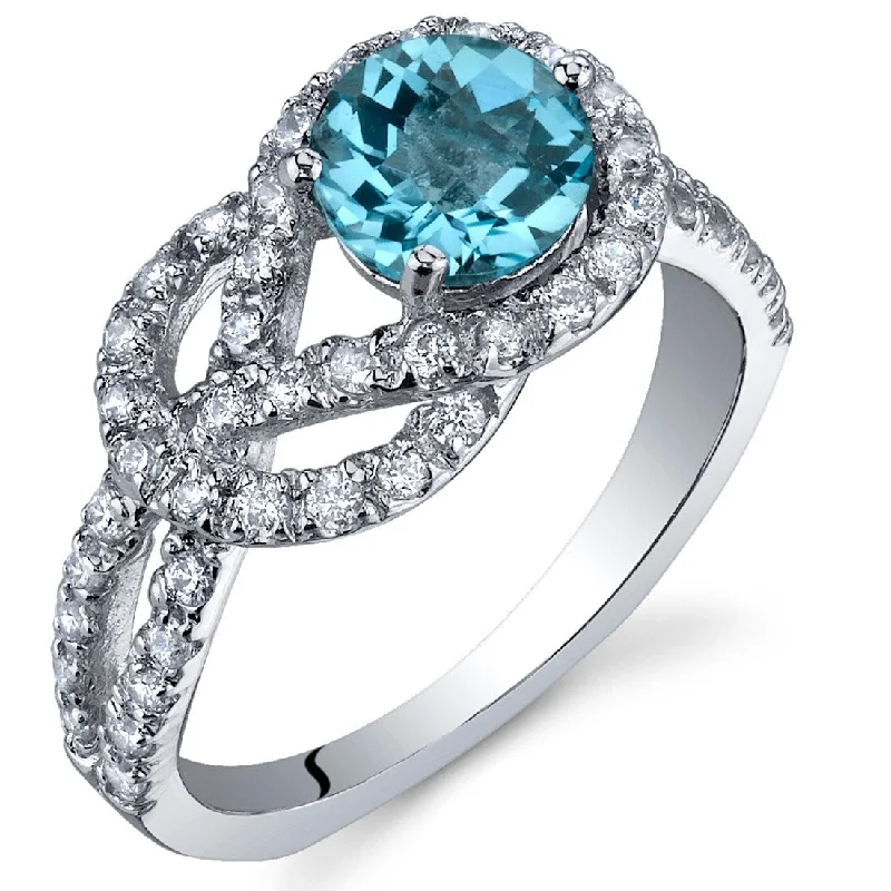 sapphire engagement rings -Sterling Silver 1 ct Swiss Blue Topaz Birthstone Ring