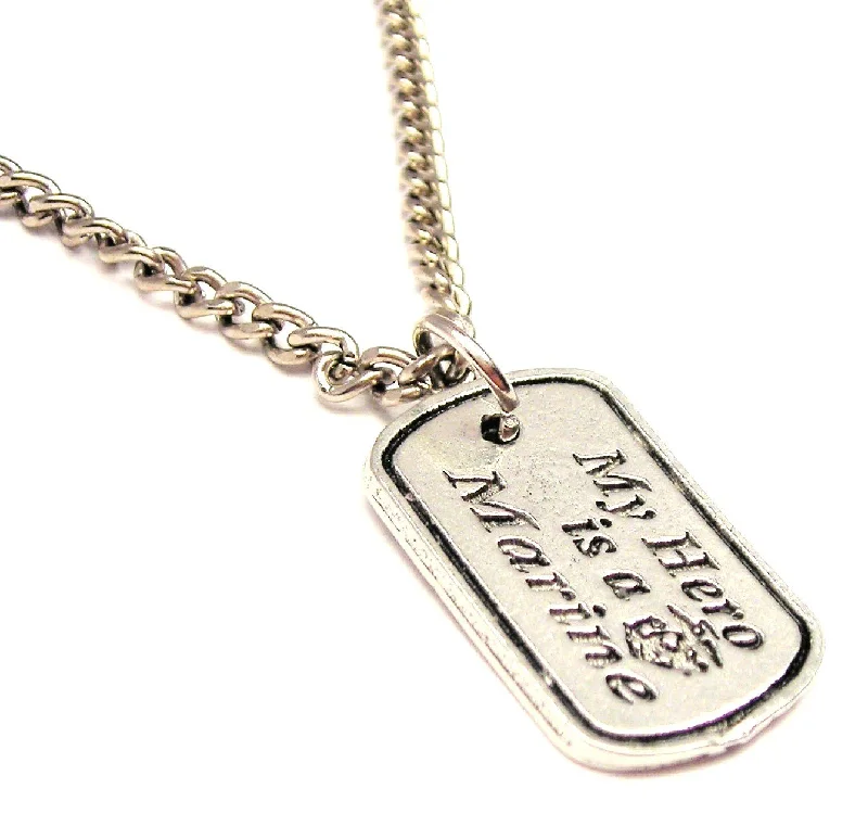 engagement necklaces for women -My Hero Is A Marine Single Charm Necklace