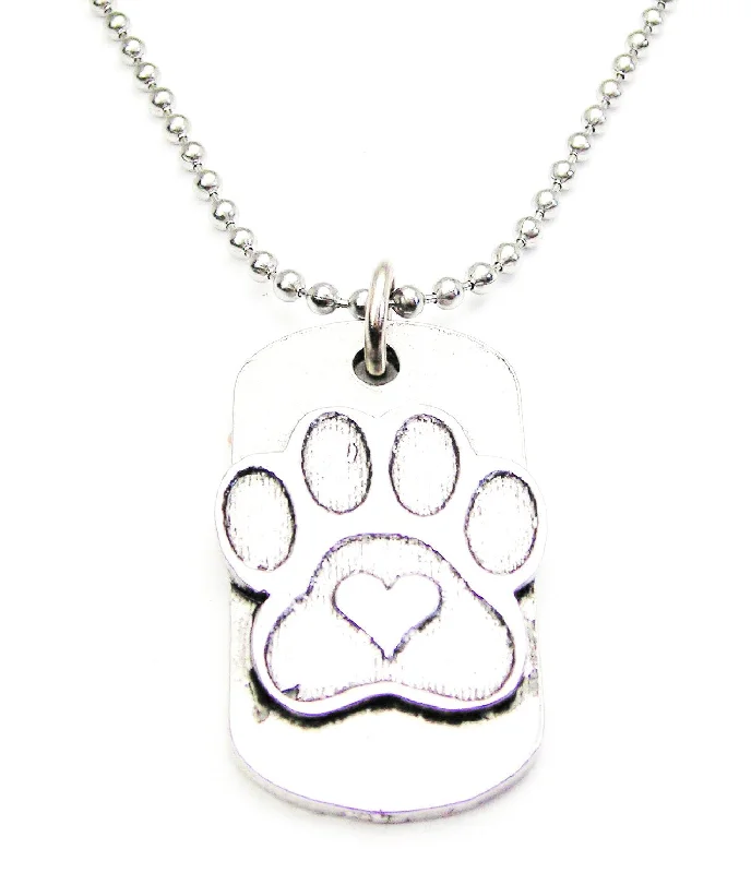 fashion choker necklaces -Paw Print Catalog Dog Tag Necklace