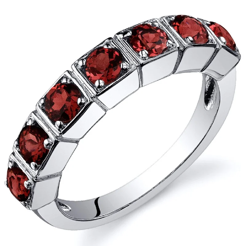 bold rings for women -Sterling Silver 1.75 ct Garnet Birthstone Ring