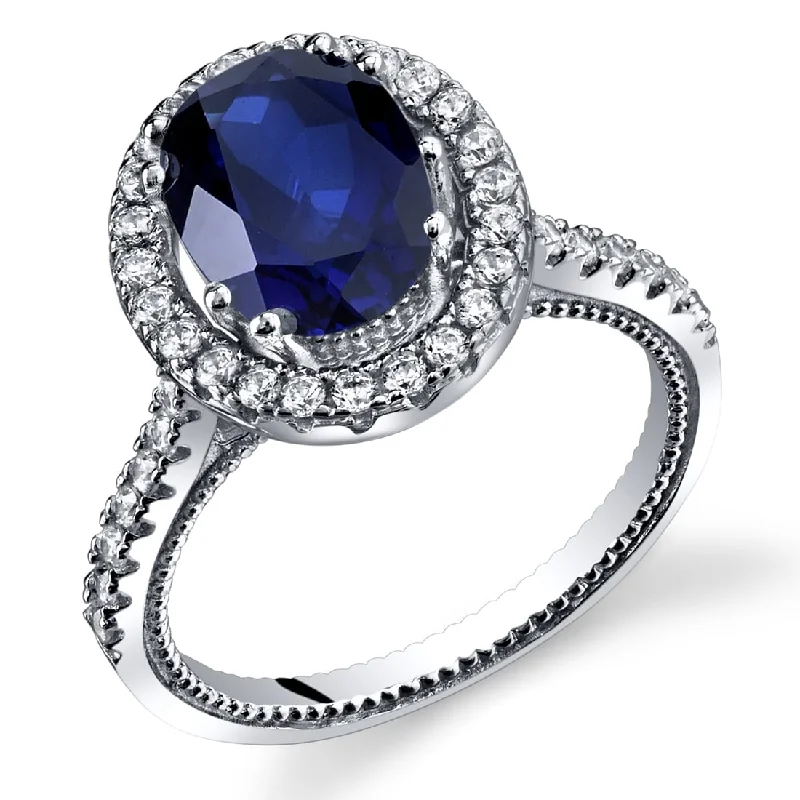 engagement rings for brides -Sterling Silver 2.75 ct Created Sapphire Halo Ring