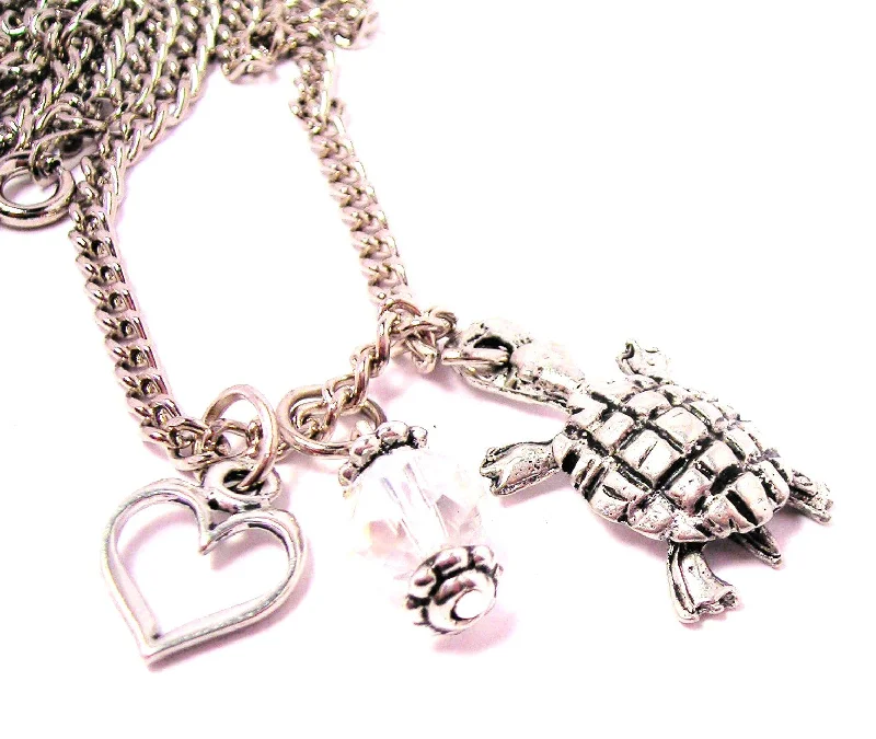 elegant chain necklaces for women -Tortoise Necklace with Small Heart