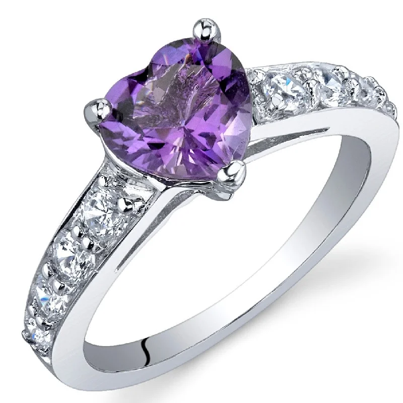 mixed metal rings for women -Sterling Silver 1 ct Amethyst Promise Ring