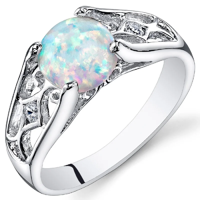 pearl engagement rings -Sterling Silver 1.25 ct White Opal Ring