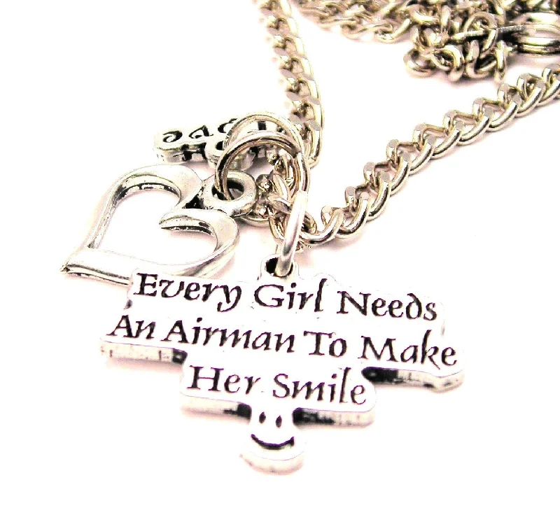 layered necklaces for women -Every Girl Needs An Air Man To Make Her Smile Little Love Necklace