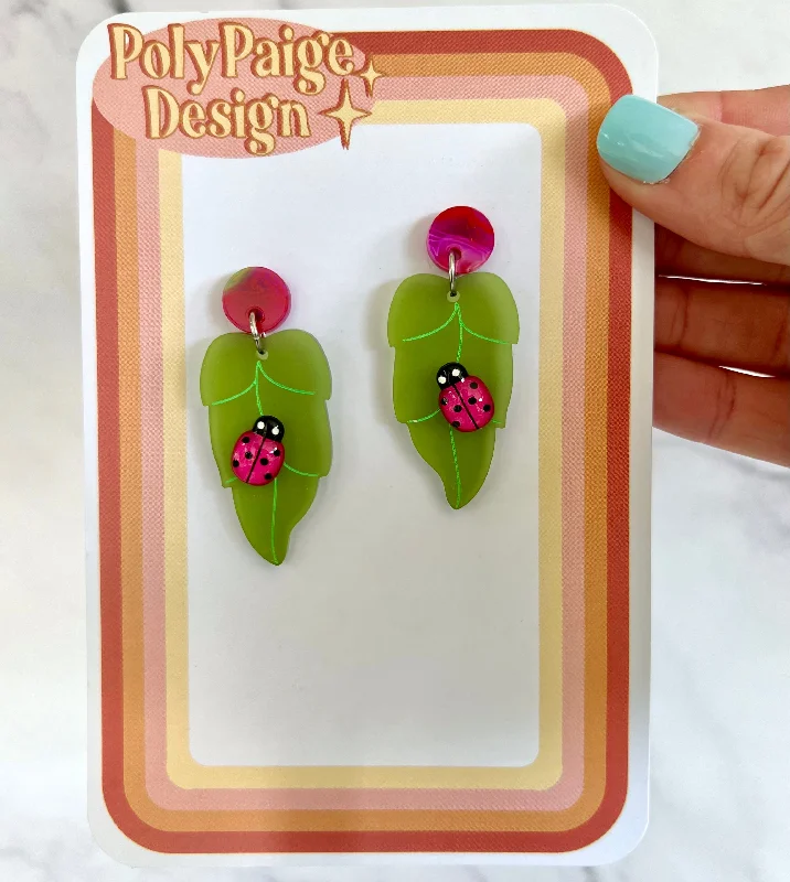 vintage earrings for women -Lady Bug Earrings