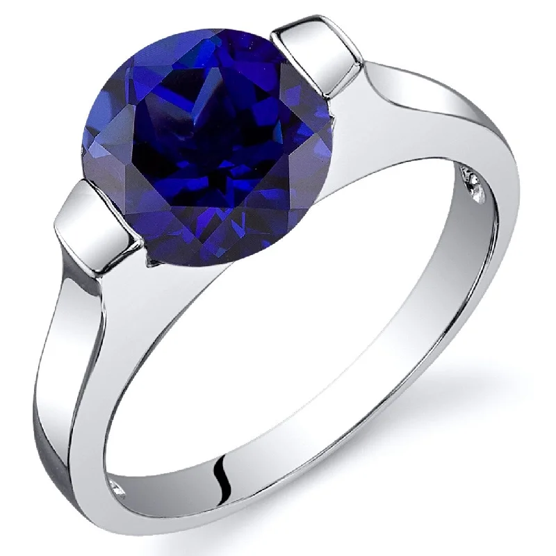 wedding rings with sapphires -Sterling Silver 2.75 ct Created Sapphire Solitaire Ring